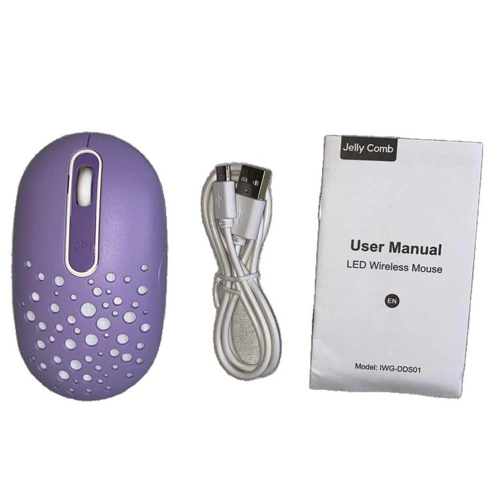 Jelly Comb Model IWG-DDS01 Backlit Wireless Right-Handed Mouse, Purple